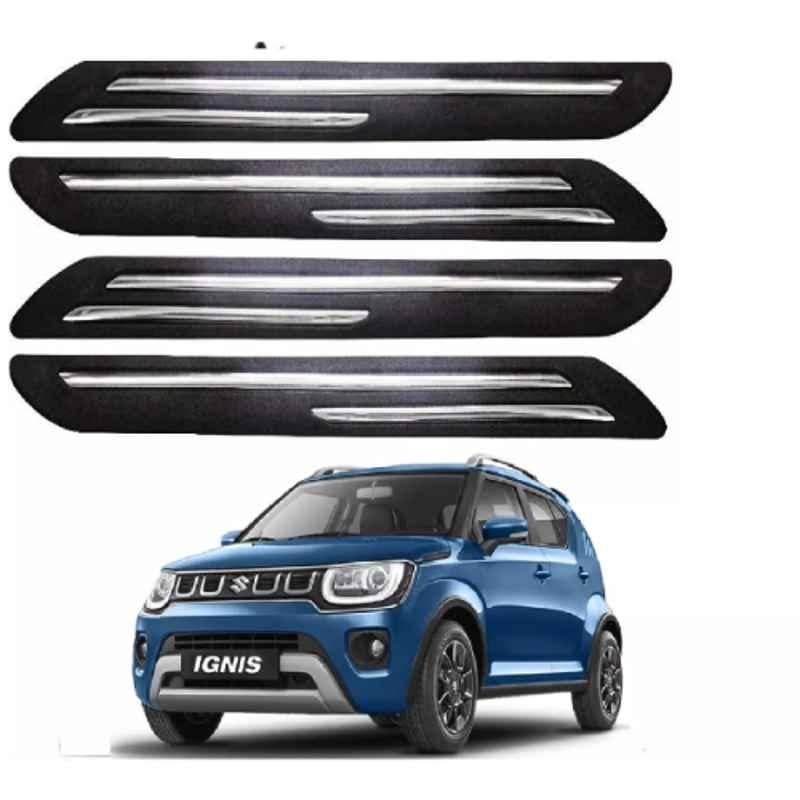 Sca Rubber Car Side Bumper Protector Guard with Double Chrome Strip for Maruti Suzuki Ignis2022 All Model Black Set Of 4, SCA-6YGFLE