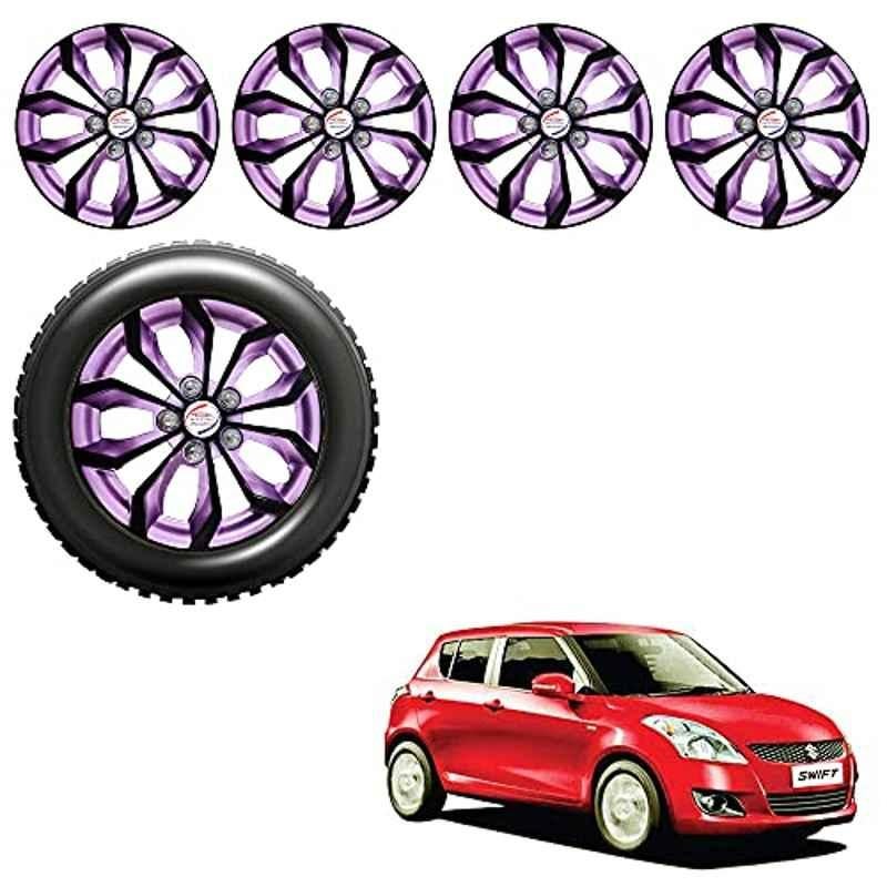 Auto Pearl 4 Pcs 14 inch ABS Black & Violet Car Wheel Cover Set for Maruti Suzuki Swift T3