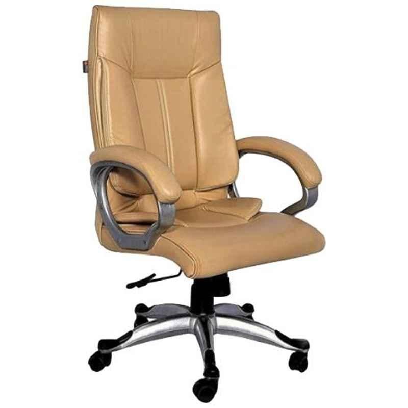 Master Labs Leatherite Brown Central Tilt Revolving Chair with Fixed Arm, MLF-010