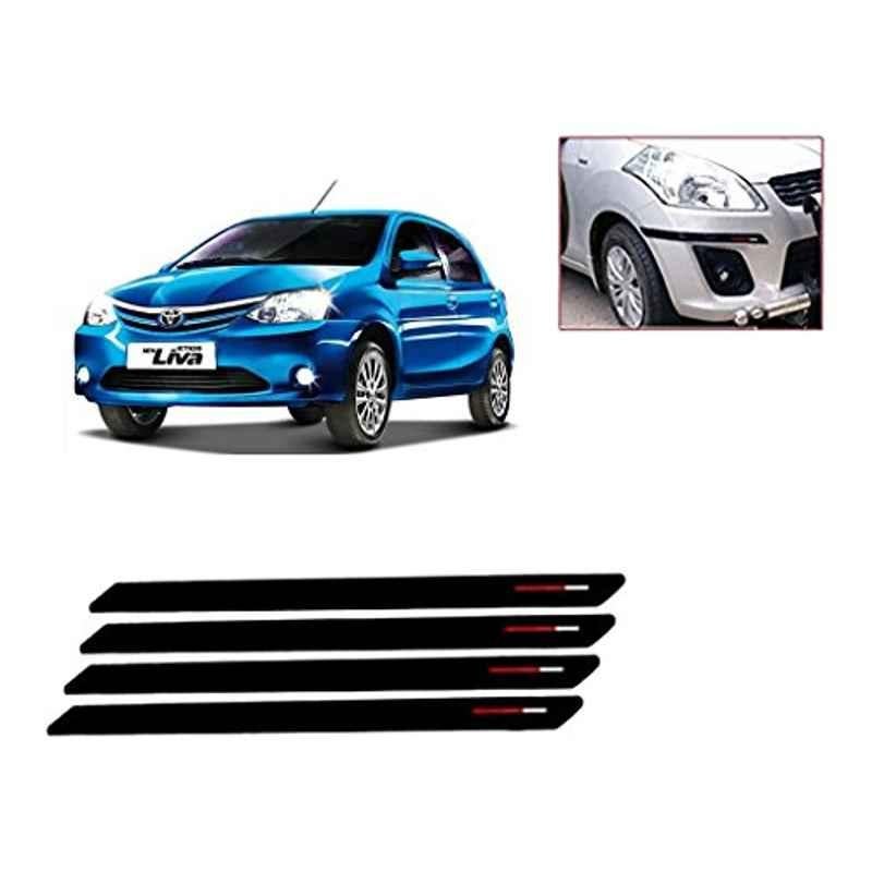 Kozdiko 4 Pcs Black & Red Bumper Protector for Toyota Etioa Liva
