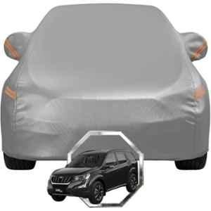 Allextreme Polyester Grey Highlighter Car Cover with Mirror Pocket & Triple Stitched Bottom Elastic for Mahindra XUV 500 All Model & Years, M-XUV500-GRY