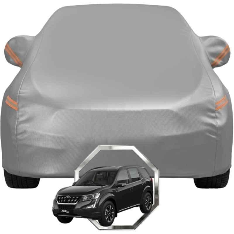 Allextreme Polyester Grey with Highlighter Car Cover with Mirror Pocket & Triple Stitched Bottom Elastic for Mahindra XUV 500 All Model & Years, M-XUV500-GRY