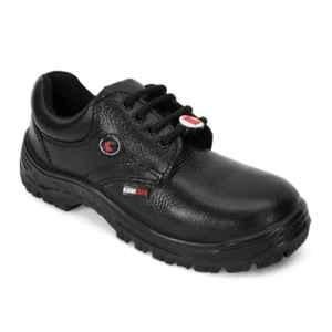 Komico Knight Leather Metal Toe Black Safety Shoes, Size: 9