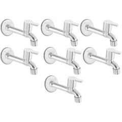 Senkiddpro Marc Steel Chrome Finish Wall Mounted Long Body Tap with Wall Flange (Pack of 7)
