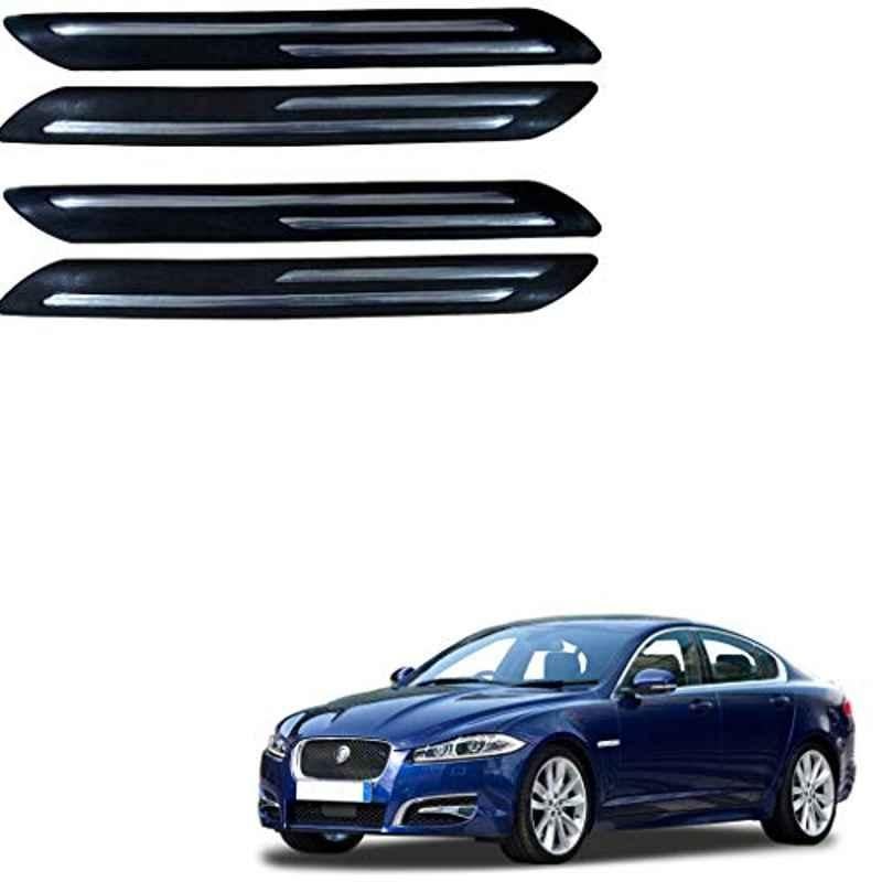 Kozdiko 4 Pcs PVC Black Double Chrome Finish Car Bumper Protector Set for Jaguar XF