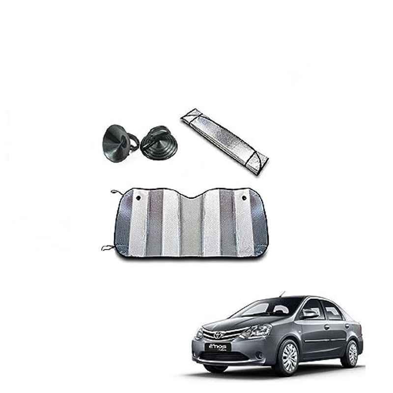 Kozdiko Aluminium Foil UV Protection Silver Windshield Sun Shade for Toyota Etios