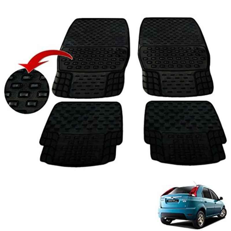 Kozdiko 4 Pcs PVC & Rubber Black Car Floor Mat Set for Mahindra XUV500