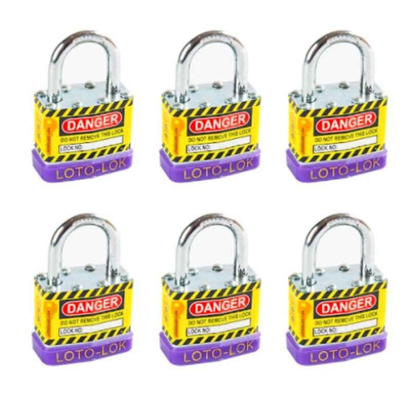 LOTO-LOK 23mm Steel Purple Laminated Steel Safety Lockout Padlock with 2 Unique Keys Per Lock, 2PTPSPKDS24