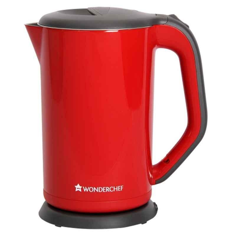 Wonderchef 1800W 1.7L Red Crimson Edge Cool Touch Stainless Steel Electric Kettle, 63152567