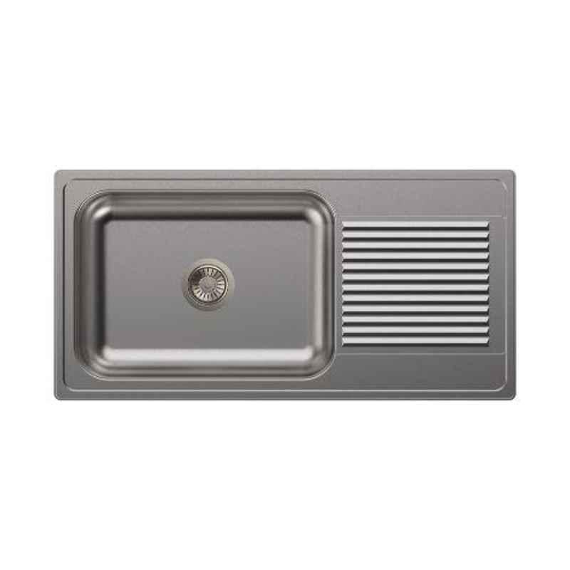 Carysil Vogue Single Bowl Stainless Steel Matt Finish Kitchen Sink with Drainer, Size: 40x20x9 inch
