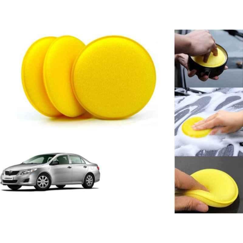 Auto Pearl Polyurethane Beige Washing & Waxing Polish Foam Sponge for Corolla 2015 (Pack of 3)