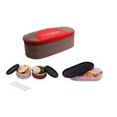 Carrolite 650ml Brown & Black Plastic Lunchbox, Black_P-16 (Pack of 2)