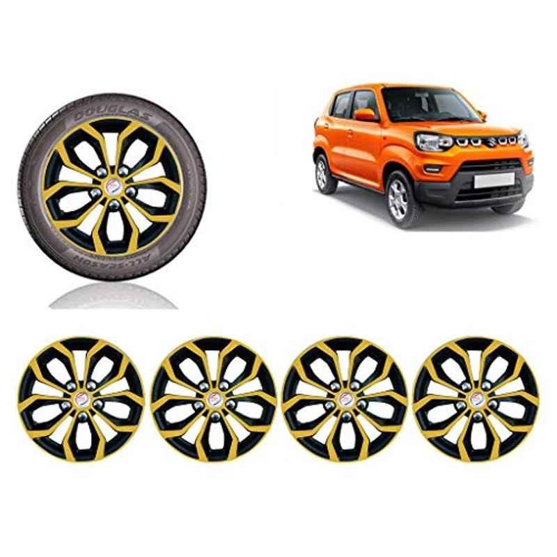 Auto Pearl 4 Pcs 14 inch ABS Golden & Black Car Wheel Cover Set for Maruti Suzuki Spresso