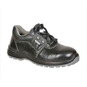 Coffer Safety Leather Black Steel Toe Men's Safety Shoes, 1024, Size: 10