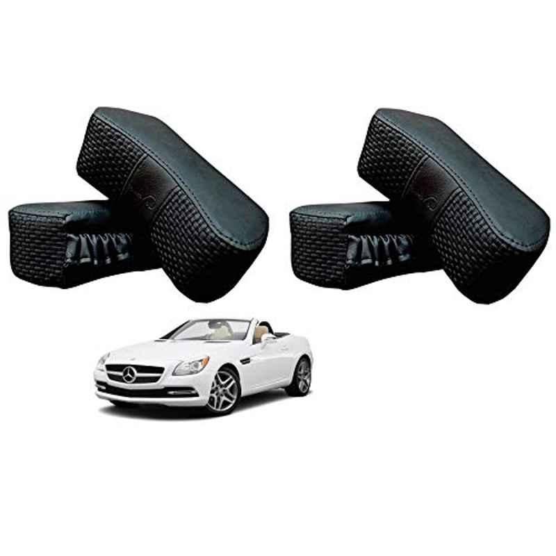 Kozdiko 4 Pcs CV Designer Black Leatherite Neck Rest Car Cushion Pillow Set for Mercedes Benz SLK-Class