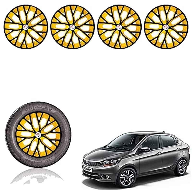 Auto Pearl 13 inch ABS Black & Yellow Press Type Car Hub Cap Wheel Cover for Tiago XB/XE/XM