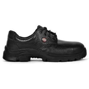 Perf Rapid Full Grain Leather Steel Toe Black Safety Shoes, Size: 8