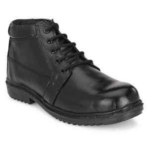 ArmaDuro AD1007 Leather Steel Toe Black Work Safety Shoes, Size: 10