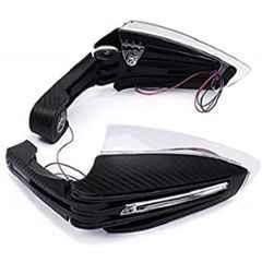 Meenu Arts Motorcycle Handguards with Led Light for 7/8 inch Grips - 300 * 140 * 110Mm (Black) Folding Type Universal for All Bikes Q-04