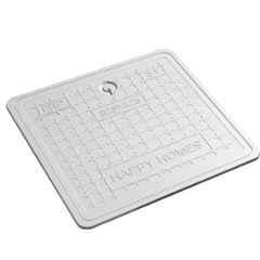 Happy Homes 5 Ton FRP Marble White Square Manhole Cover with Frame, Size: 525x525 mm