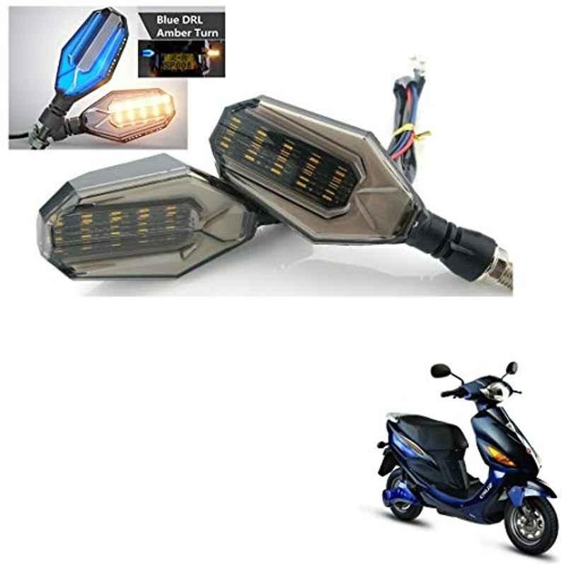 Kozdiko 4 Pcs Plastic Front & Rear U Shape Dual Color DRL LED BIke Indicator Set for Hero Electric Cruz