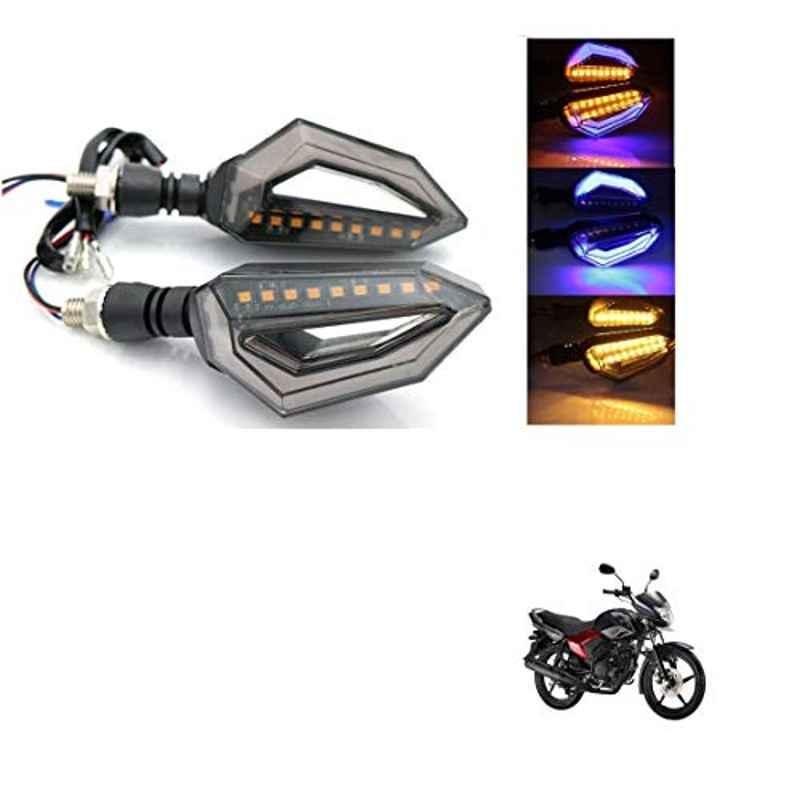 Kozdiko 4 Pcs Bike D Shaped 9 LED Front & Rear Side Turn Signal Indicator Light Set for Yamaha Saluto