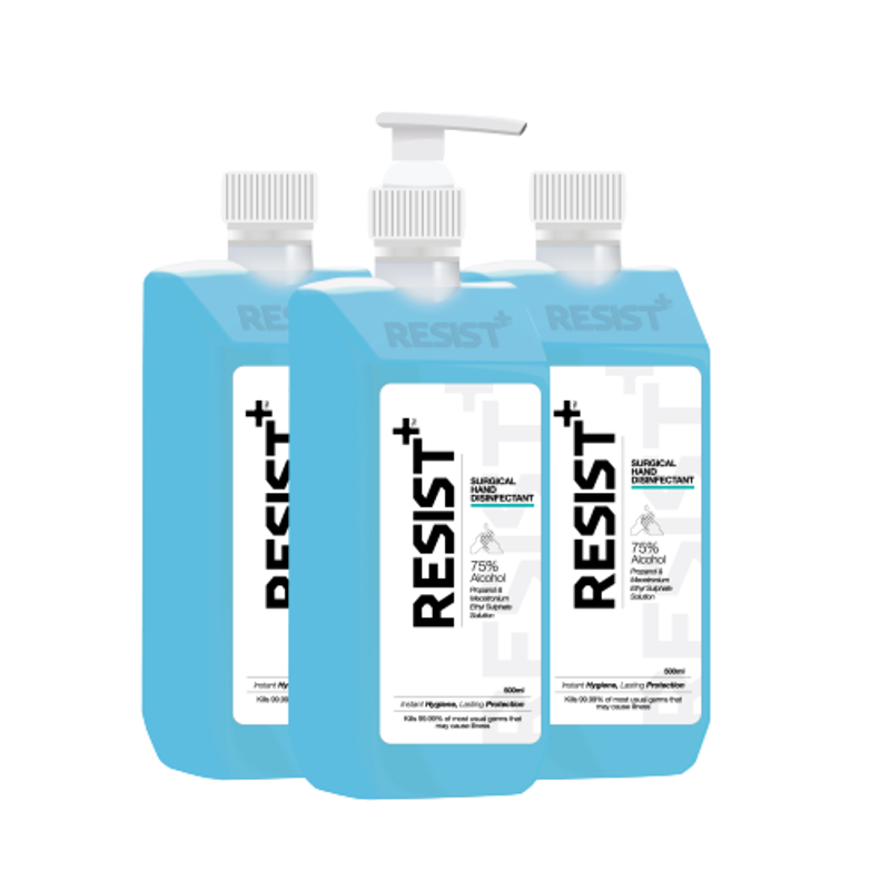 Resist Plus 500ml Isopropyl Alcohol Based Surgical Hand Disinfectant (Pack of 3)