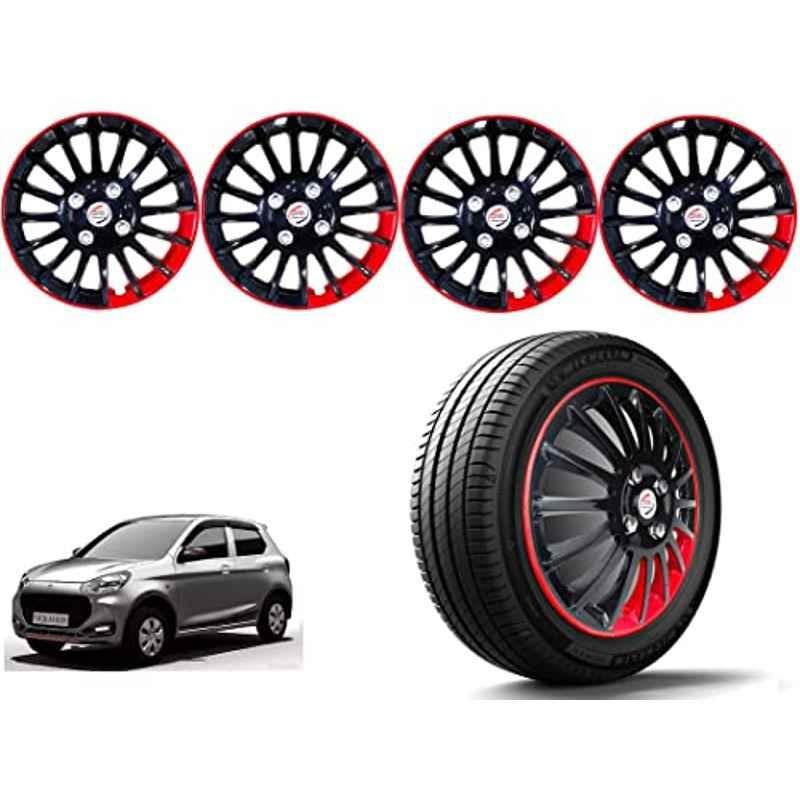 Auto Pearl 4 Pcs 13 inch Polypropylene Black & Red Press Type Car Wheel Cover Set with Retention Ring for Maruti Suzuki Alto K10 2022