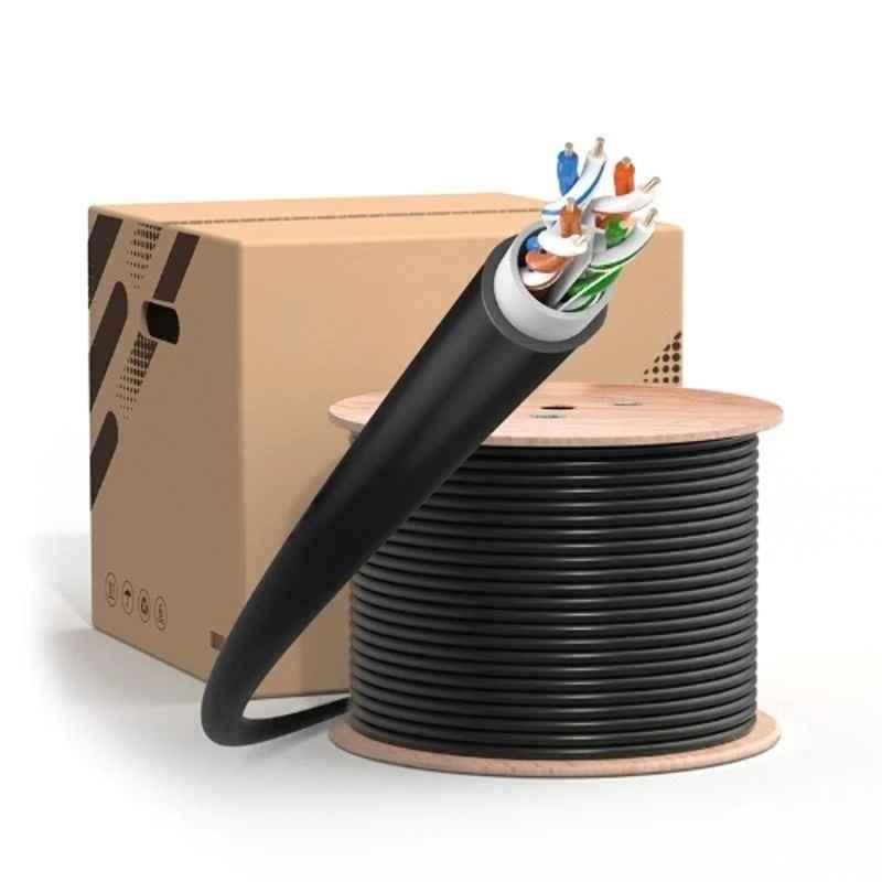 Shield Plus OX-LINK 23 AWG HDPE Black Outdoor CAT-6 FUTP CCTV Cable, Length: 305 m