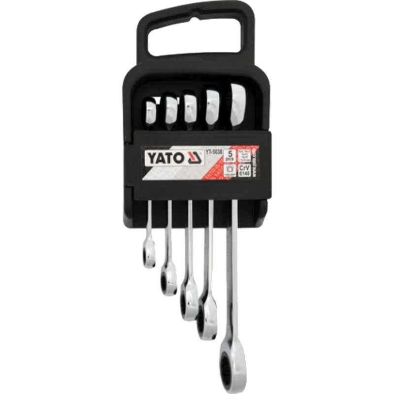Yato 5 Pcs Mix CrV 6140 Double Ratchet Ring Wrench Set, YT-5038