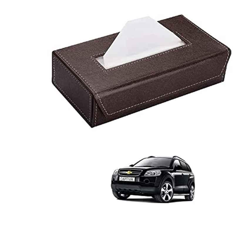 Kozdiko 100 Pulls PU Leather Brown Car Tissue Paper Box with 200 Sheets for Chevrolet Captiva