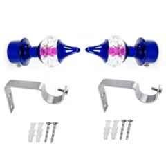 Ojass 8.95x4.2cm Stainless Steel Blue Solid Crystal Diamond Curtain Bracket with Support Clamp, CB01BLU (Pack of 2)