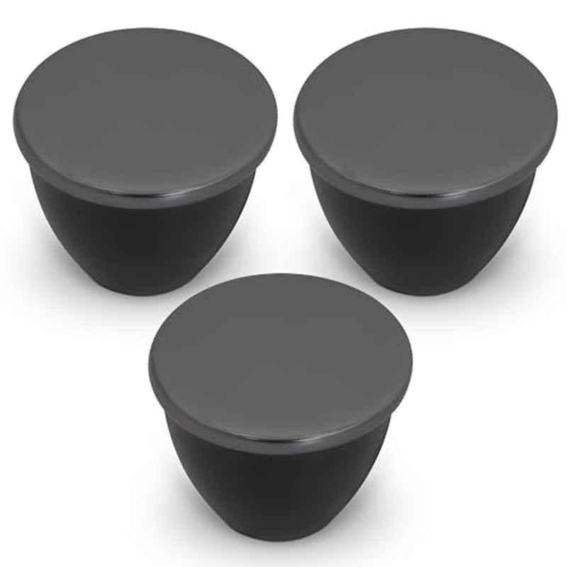 Plantex Knobs for Drawer/Drawer Knobs/Knobs for Cabinets/Pull-Push Knobs for Kitchen/Bedroom Drawer (Pack of 3) Satin Black & Black