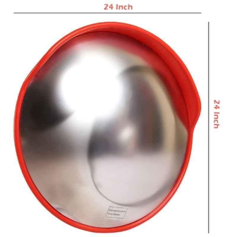 Safari 24 inch Polycarbonate Wide Angle Unbreakable Safety Convex Mirror with Installation Kit & Adjustable Fixing Bracket