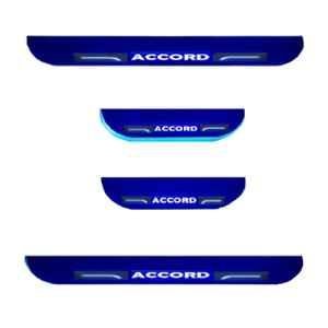 Car Accessories Hub 4 Pcs Acrylic Black Sill Scuff Plate Set with Blue LED for Honda Accord Type-1 Old