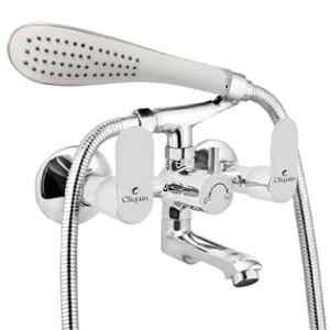Cliquin Opal Global Brass Chrome Wall Mounted Wall Mixer with Telephonic Crutch Hand Shower & 1m Stainless Steel Shower Tube