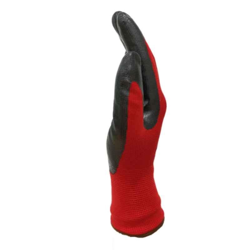 Taha Safety Polyester & Nitrile Red Gloves, N2105, Size:XL