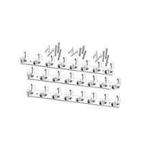 Onjecx 8 Pin Stainless Steel & Aluminium Silver C-Type Wall Mount Cloth Hanger with 12 Screw & 12 Grip, NCHS08SS3 (Pack of 3)