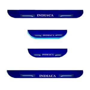 Car Accessories Hub 4 Pcs Acrylic Black Sill Scuff Plate Set with Blue LED for Tata Indica All Model