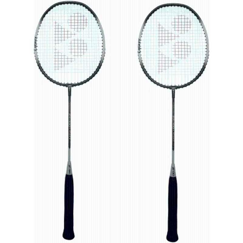Yonex ZR 100 90g Light Dark Charcoal Black, Silver & Grey Strung Badminton Racquet (Pack of 2)
