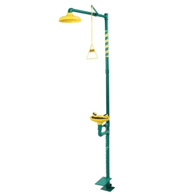 Unicare 1-1/4 inch BSP Yellow & Green Emergency Eye Wash with Safety Shower, LSES-8