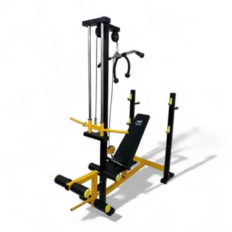 GYM24 Equipment 250kg Capacity Alloy Steel Black & Yellow Super 20-in-1 Home Gym Exercise Bench with Pullups bar