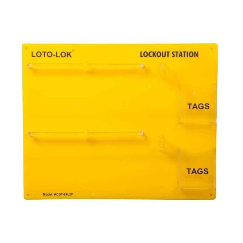 Loto-Lok 507x409mm Acrylic Yellow Lockout Station, LS-ACST-24L2P-EB