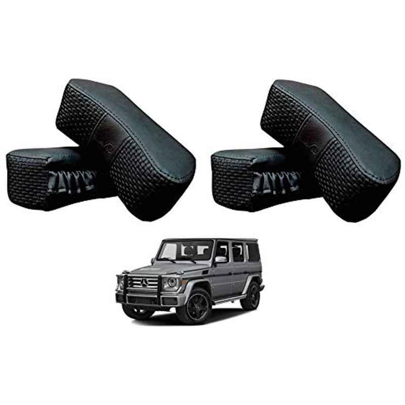 Kozdiko 4 Pcs CV Designer Black Leatherite Neck Rest Car Cushion Pillow Set for Mercedes Benz G-Class