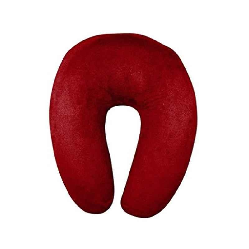 Kozdiko Velvet Red U-Shape Travel Neck Rest Cushion Pillow for Maruti Gypsy, Koz-51175