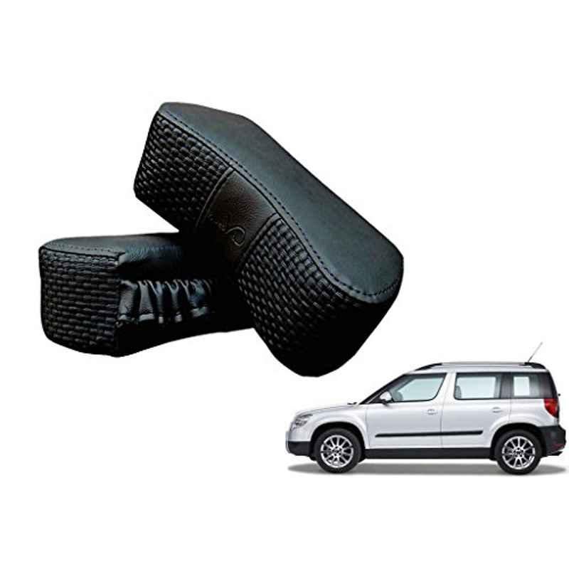 Kozdiko 2 Pcs Memory Foam Black Luxurious Neck Rest Set for Skoda Yeti, koz_25531
