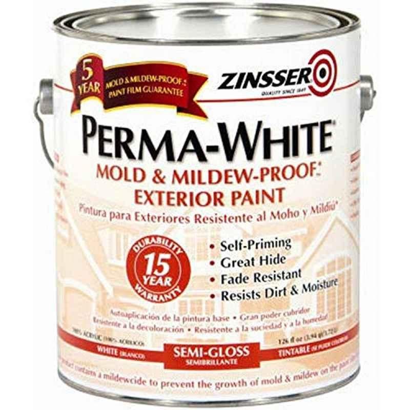 Rust-Oleum Zinsser 3.78L Semi Glossy Perma-White Mold & Mildew Proof Exterior Paint