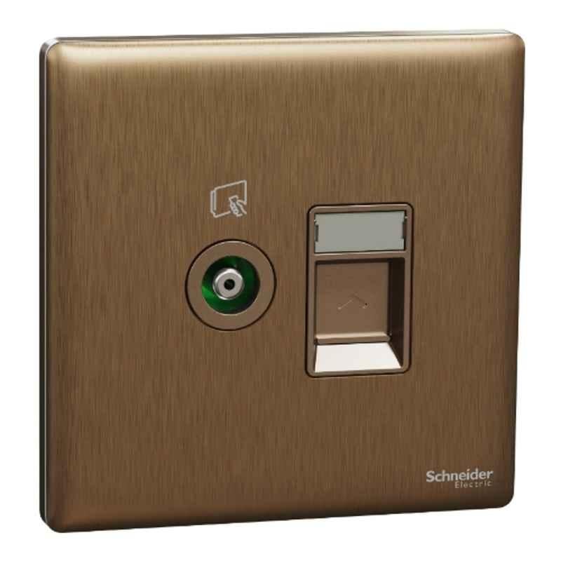 Schneider Electric Unica X 2M RJ45 Cat6 Dark Bronze Shuttered TV & Data Socket, NUX32TVRJ6_DB