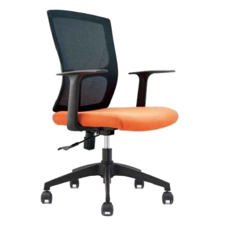 Smart Office Furniture Black Mesh Back Fabric Seat Office Chair with T Shape Fixed PP Armrest, SMOF-183B