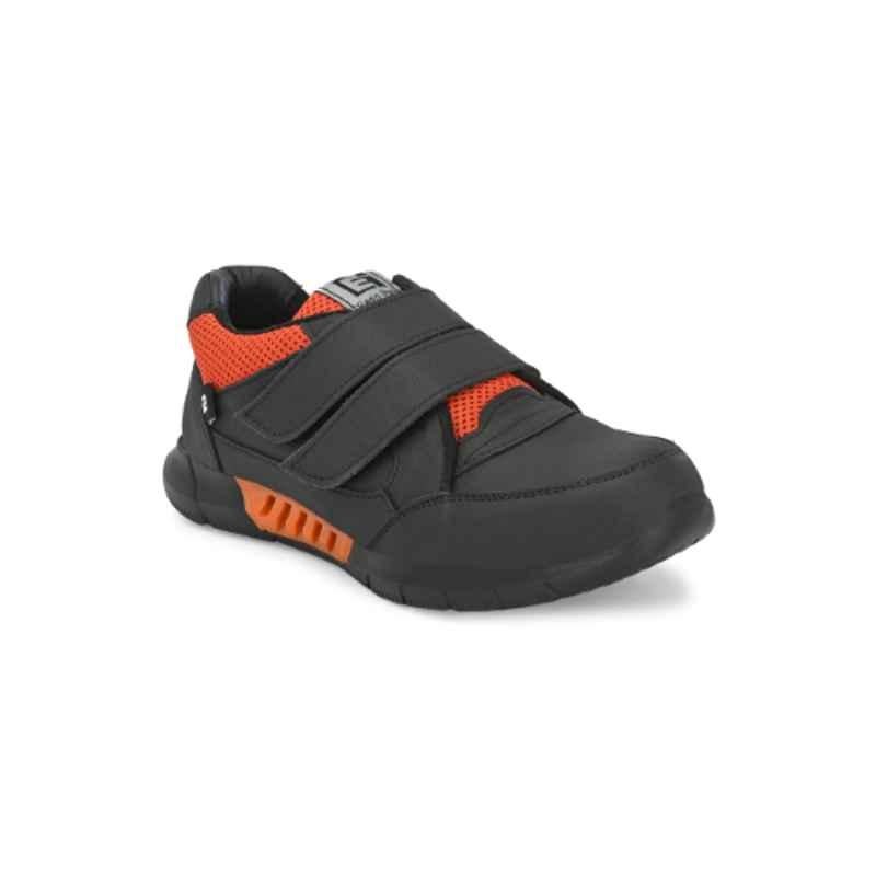 Eego Italy Leather Steel Toe Black & Orange Work Safety Shoes, Size: 9, WW-95
